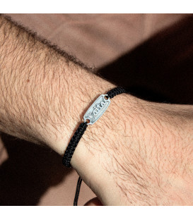 Pulsera Aita Negra de Plata con Acabado Rústico