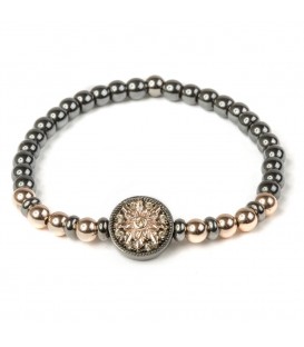 Pulsera R2 Elástica de Plata Negra y Rosa Joyerías Eguzkilore