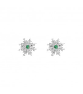 Pendientes Basic Colors Plata Circonita Verde