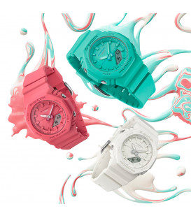 Reloj G-Shock GMA-P2100 Turquesa, blanco y rosa
