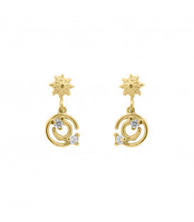 Pendientes Zurrunbilo de Plata Dorada y Circonitas