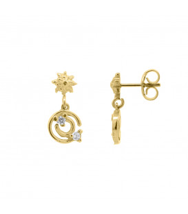 Pendientes Zurrunbilo de Plata Dorada y Circonitas