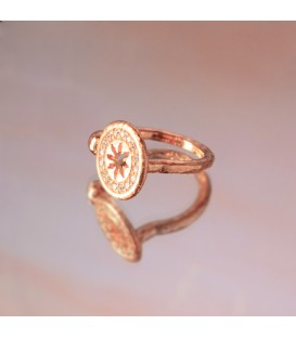 Anillo B1 Redondo de Plata Rosa y Circonitas Blancas Joyerías Eguzkilore