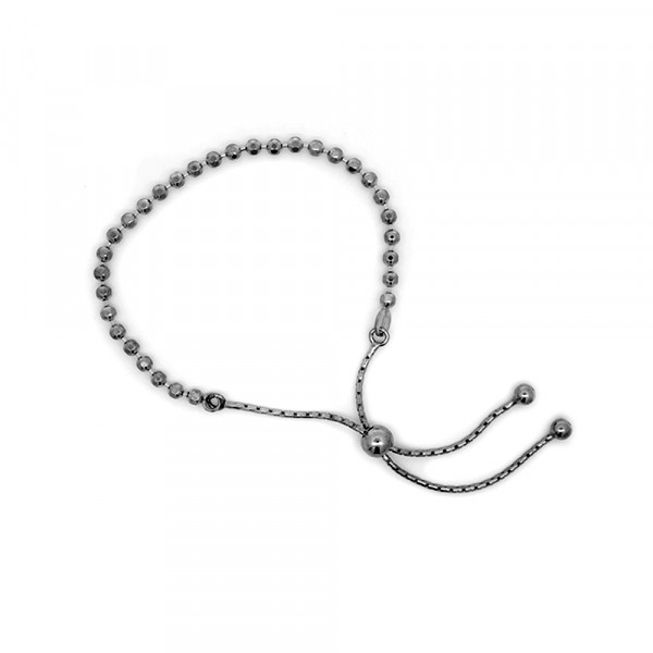 Pulsera Bolas Plata Rutenio Ajustable