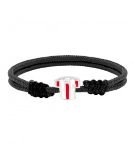 Pulsera Charm Camiseta Rojiblanca con Nylon Negro