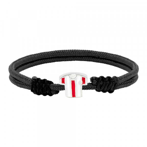 Pulsera Charm Camiseta Rojiblanca con Nylon Negro