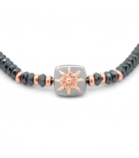 Pulsera Q2 Hematites con Eguzkilore Rosa