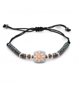 Pulsera Q2 Hematites con Eguzkilore Rosa