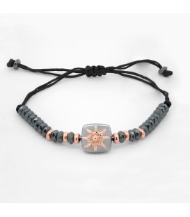 Pulsera Q2 Hematites con Eguzkilore Rosa