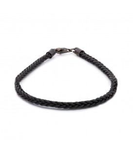 Pulsera Trenzada con Terminal de Plata Negra