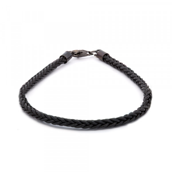 Pulsera Trenzada con Terminal de Plata Negra