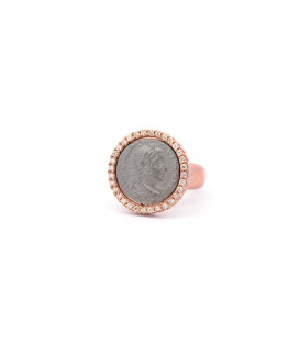 Anillo Plata Rosa Moneda