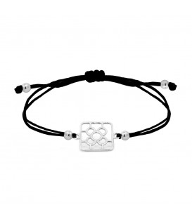 Pulsera Baldosa Bilbao de Plata con Macramé