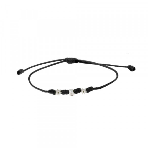 Pulsera Mik Negra con Eguzkilore de Oro Blanco