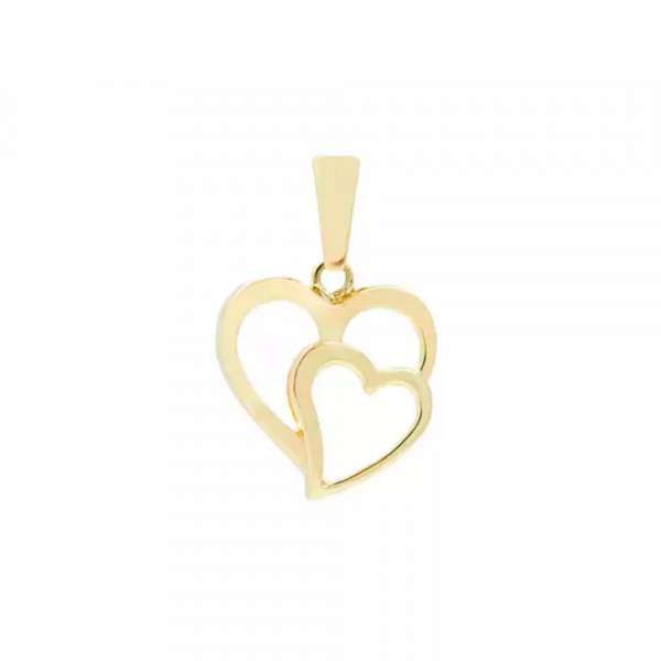 Colgante Doble Corazón Calado Oro 18kt.