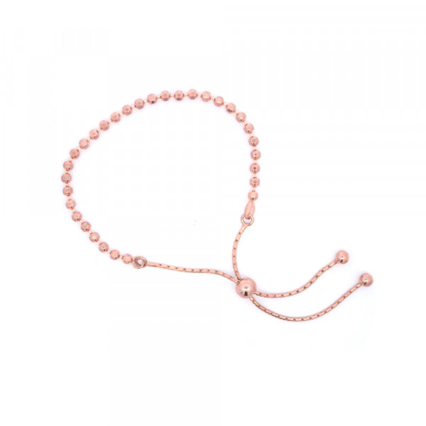 Pulsera Bolas Plata Rosa Ajustable