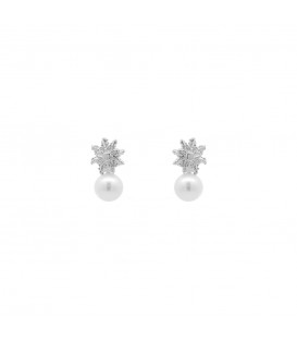 Pendientes Tú y Yo Plata y Perla 5mm