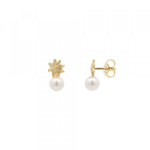 Pendientes Tú y Yo Plata Dorada y Perla 5mm