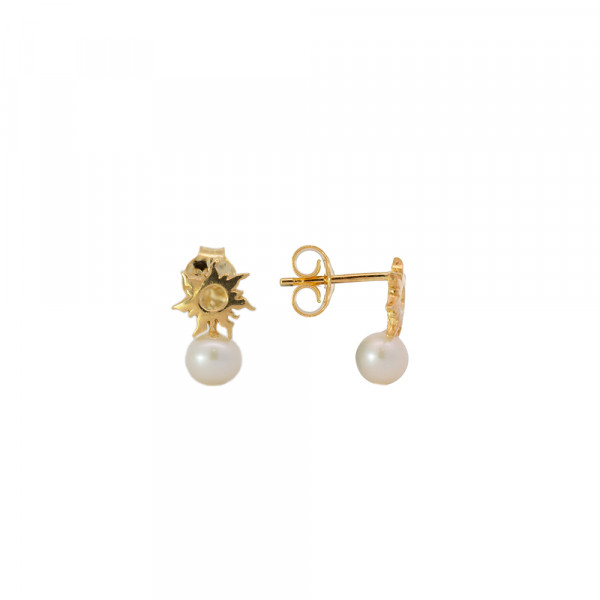 Pendientes Mountain de Plata Dorada con Perla