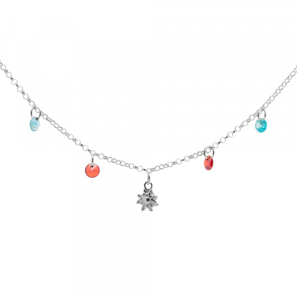 Gargantilla Eguzkilore de Plata con Cristales Multicolor