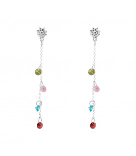 Pendientes Eguzkilore de Plata con Cristales Multicolor