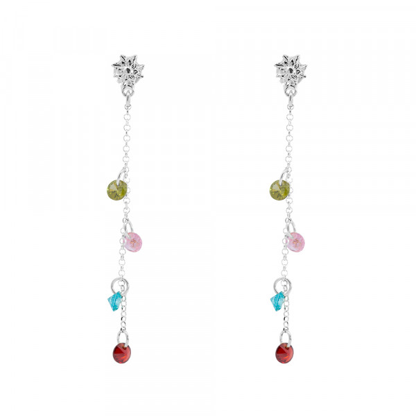 Pendientes Eguzkilore de Plata con Cristales Multicolor