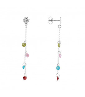 Pendientes Eguzkilore de Plata con Cristales Multicolor