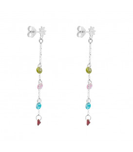 Pendientes Eguzkilore de Plata con Cristales Multicolor