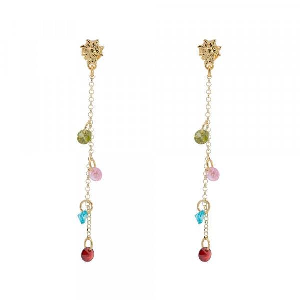 Pendientes Eguzkilore de Plata Dorada con Cristales Multicolor