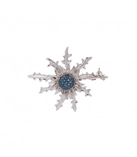 Broche Eguzkilore Plata con Circonitas Azules 38mm
