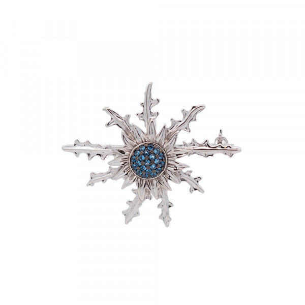 Broche Eguzkilore Plata con Circonitas Azules 38mm