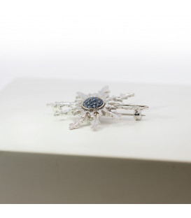 Broche Eguzkilore Plata con Circonitas Azules 38mm