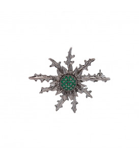 Broche Eguzkilore Plata con Circonitas Verdes 38mm