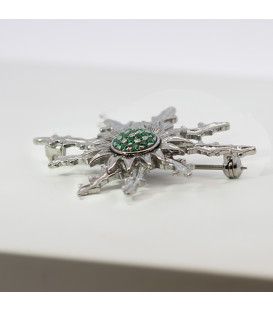 Broche Eguzkilore Plata con Circonitas Verdes 38mm