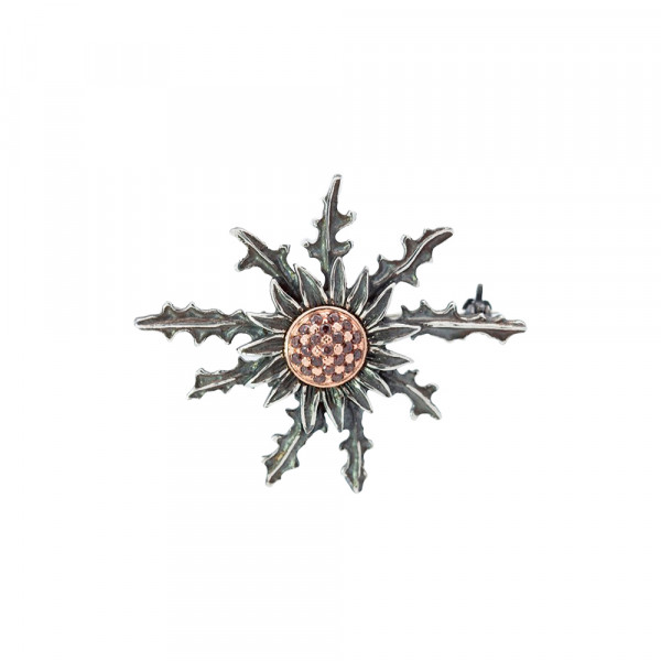 Broche Eguzkilore Plata con Circonitas Marrones 38mm