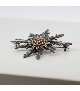 Broche Eguzkilore Plata con Circonitas Marrones 38mm