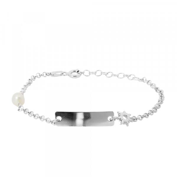 Pulsera Identidad de Plata y Perla Personalizable