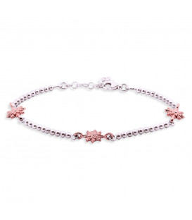 Pulsera Eguzkilore Plata Rosa con Bolitas de Plata