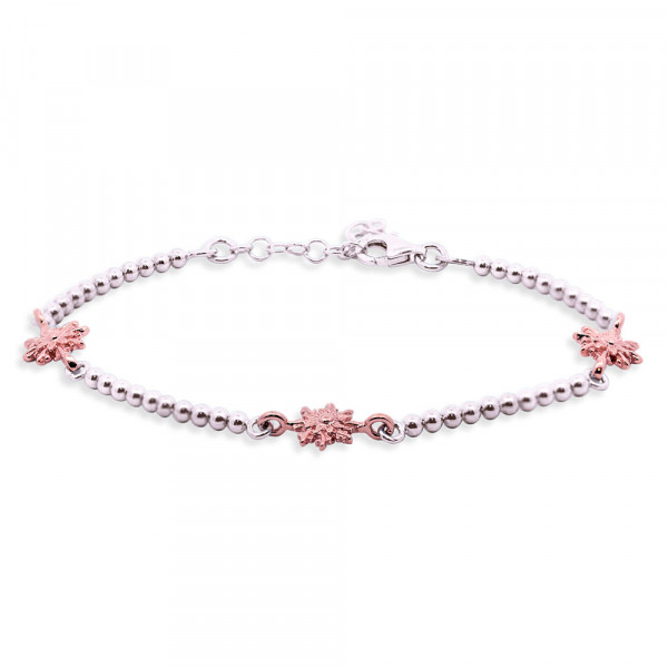 Pulsera Eguzkilore Plata Rosa con Bolitas de Plata