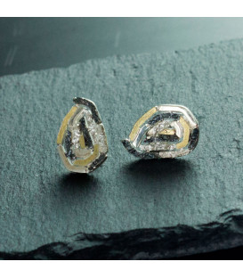 Pendientes Almendra Vitoria Silueta Plata y Lámina de Oro Maxi