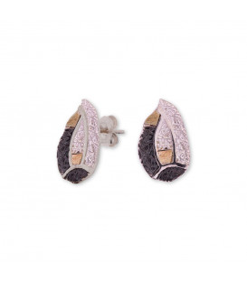 Pendientes Almendra Vitoria Plata y Lámina de Oro Maxi