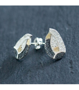 Pendientes Almendra Vitoria Plata y Lámina de Oro Maxi