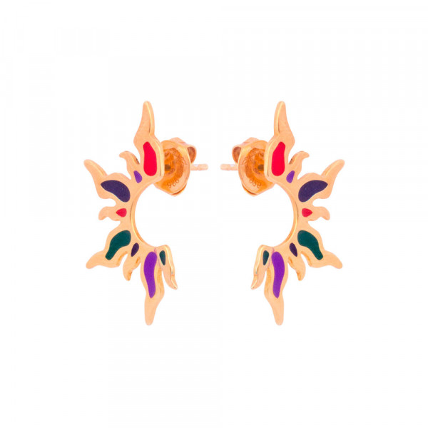 Pendientes Mountain Handia de Plata Dorada Multicolor