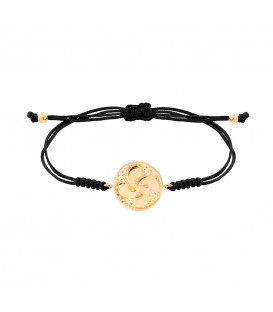 Pulsera Lauburu Redondo Plata Dorada Negra