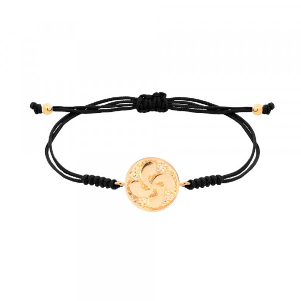 Pulsera Lauburu Redondo Plata Dorada Negra