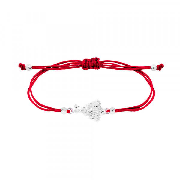Pulsera San Fermín Plata con Hilo Rojo