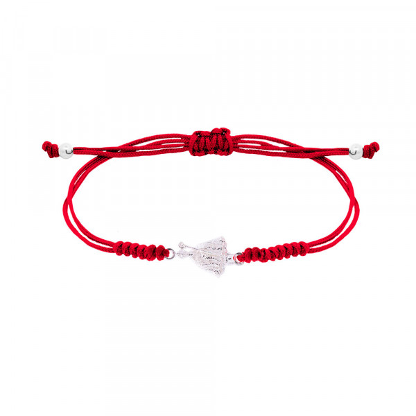 Pulsera San Fermín Plata con Hilo Rojo Nudos