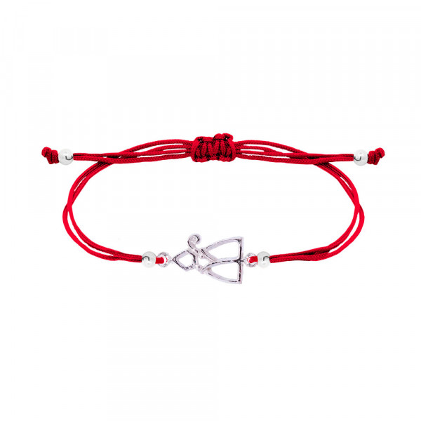 Pulsera San Fermín Silueta Plata con Hilo Rojo