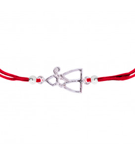 Pulsera San Fermín Silueta Plata con Hilo Rojo