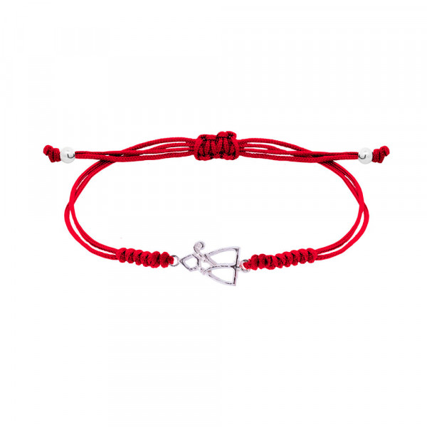 Pulsera San Fermín Silueta Plata con Hilo Rojo Nudos